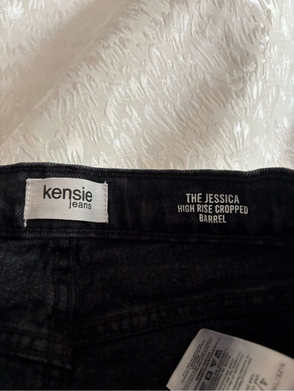Kensie Charcoal High-Rise Wife Barrel Jeans, Cropped - Picture 3 of 7